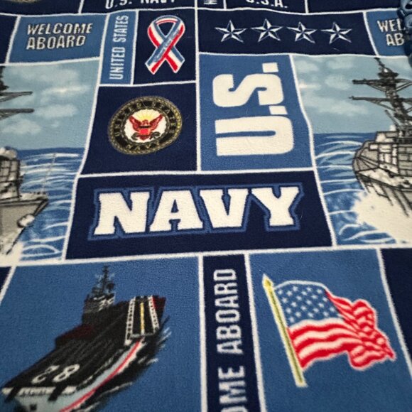 U.S. Navy Fleece Throw Blanket With Tassel‎ Edges 43"x43" - Picture 6 of 9